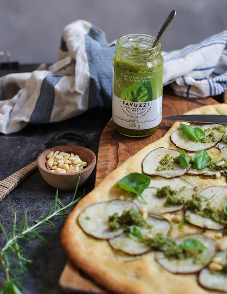 Focaccia Aux Pommes De Terre Et Au Pesto Recettes Favuzzi Huiles